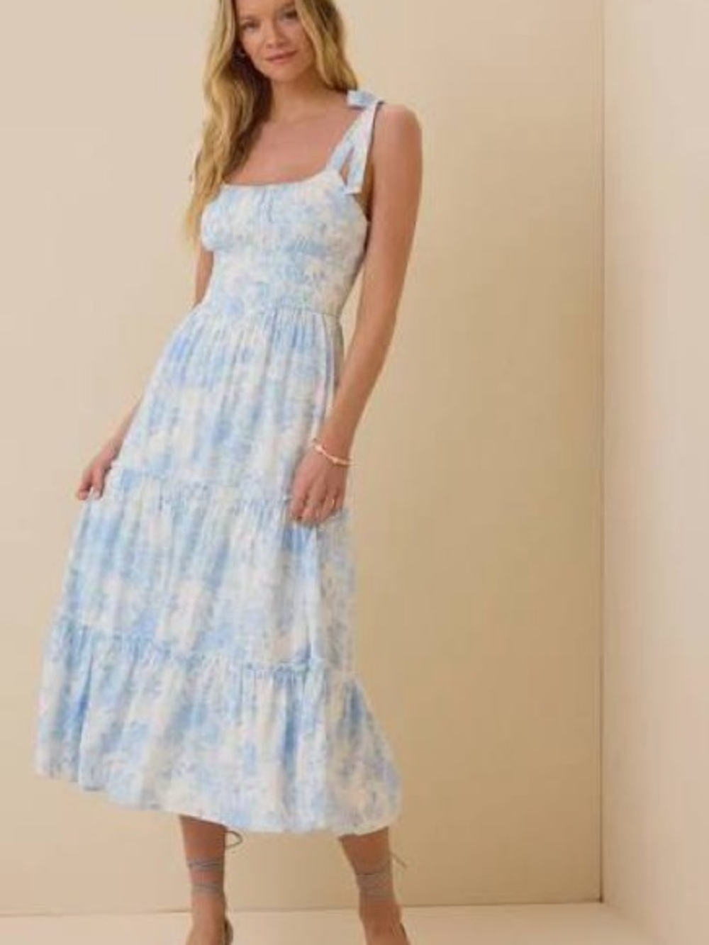 Altar'd State Pastel Blue Watercolor Maxi Dress